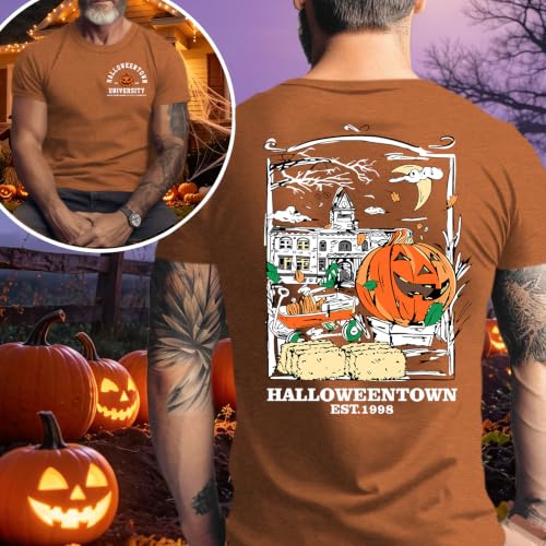Ithalt Mens Halloween Shirt Halloweentown T Shirt Pumpkin Short Sleeve Top - size chart