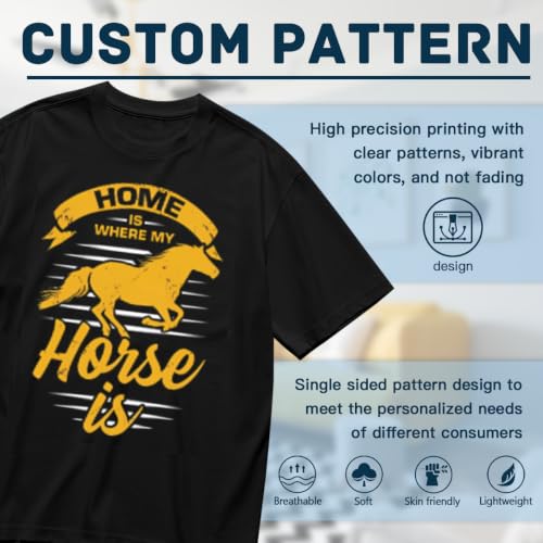 SYPPEIPLC Men Solid Cotton T-Shirt Crew Neck Short Sleeve Home is Where My Horse is Casual Daily Tops - size chart