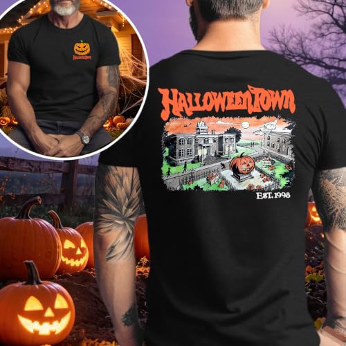 Ithalt Mens Halloween Shirt Halloweentown T Shirt Pumpkin Short Sleeve Top - size chart