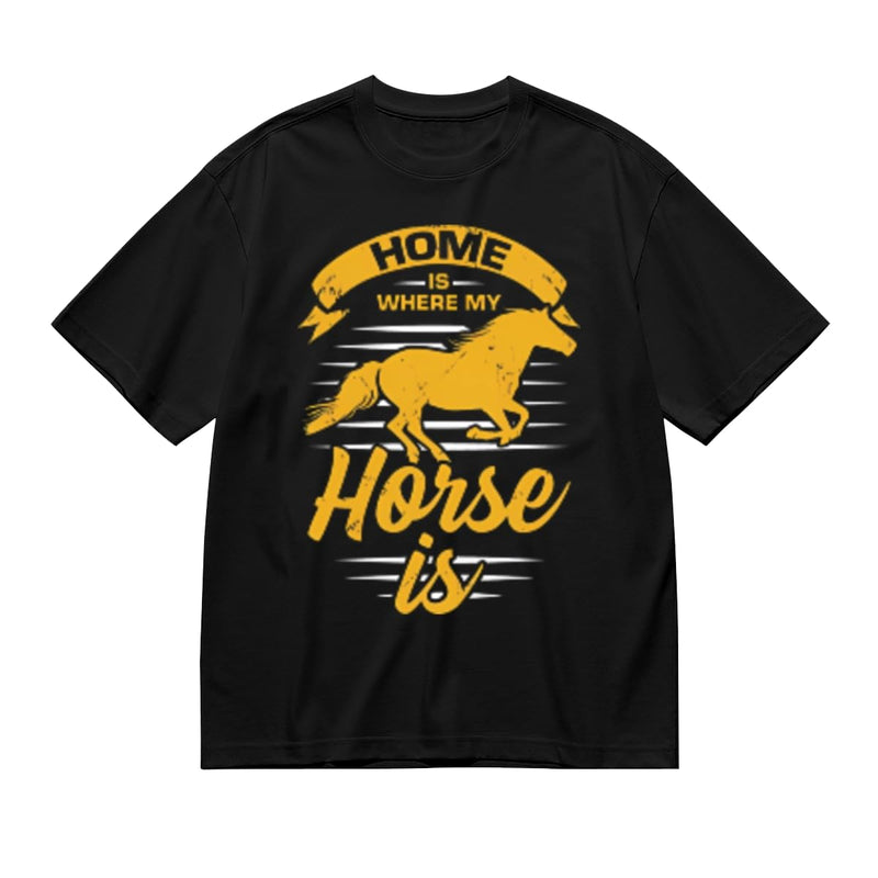 SYPPEIPLC Men Solid Cotton T-Shirt Crew Neck Short Sleeve Home is Where My Horse is Casual Daily Tops - Home is Where My Horse is