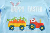 Easter Day Gift for Toddler Boy Baby Girl Tractor Loving Bunny T-Shirt — design detail