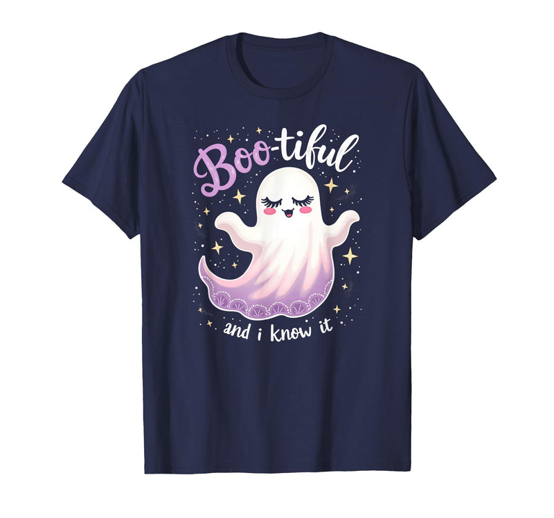 Mademark Ghost & Spirits - Ghost (99 Problems All) T-Shirt - Navy Blue-boo-tiful and I Know It