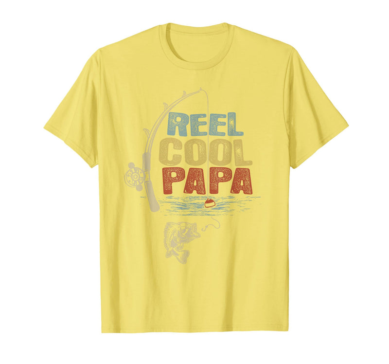 Cool Papa Fathers Day Fishing Gifts Funny Fisherman Vintage Reel Cool Papa T-Shirt - Lemon Yellow