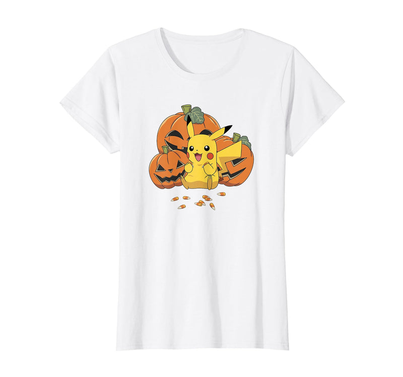 Pokémon Halloween Pikachu Cute Pumpkin Candy Corn T-Shirt - White