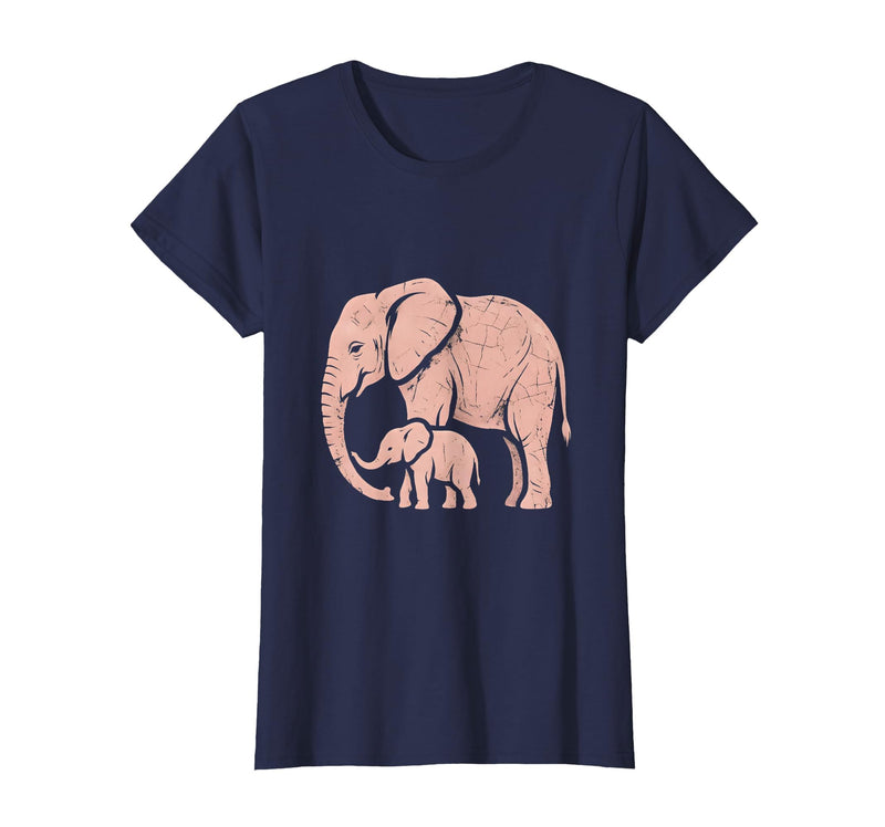 Mademark Mama Elephant Trunk Wrapped Around Baby T-Shirt - Women - Navy Blue