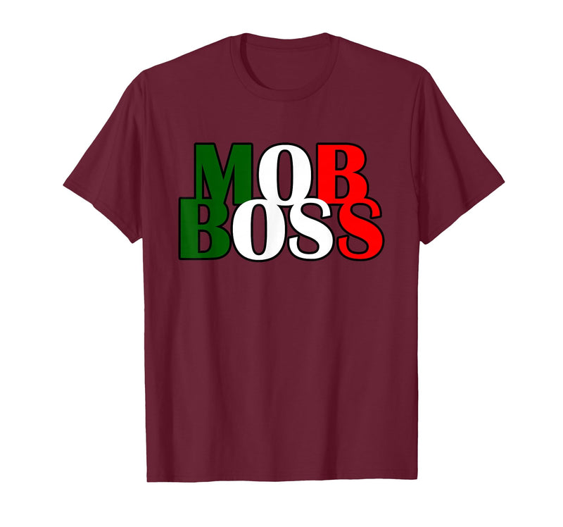 Italian Yeah B Mob Boss Italian Flag 1920s Costume Mafia Party T-Shirt - Burgundy