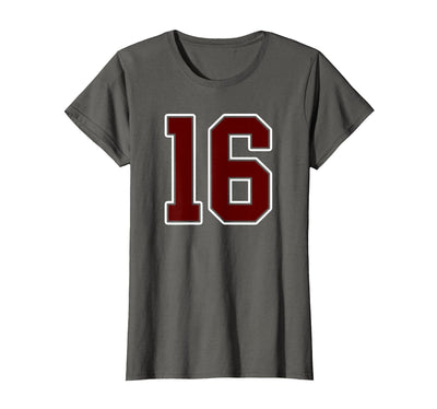 Maroon Number 16 Jersey Player Uniform #16 Gifts Maroon and White Number 16 Jersey Player Uniform #16 Fan T-Shirt
