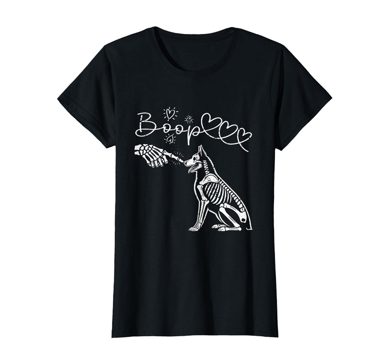 Skeleton Hand Dog Boop - German Shepherd Lovers Skeleton Hand Touch Nose German Shepherds Boop Dog Halloween T-Shirt - Black