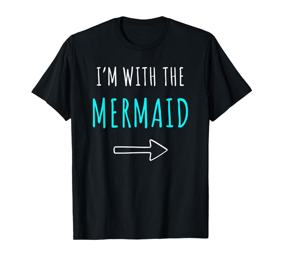 Mermaid Shirt Funny Easy Halloween Shirt Funny Mermaid Halloween Parents or Couples Costume T-Shirt - Black