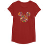 Disney Mickey Mouse Halloween Head Icon Pumpkins and Candy T-Shirt - Cranberry Red
