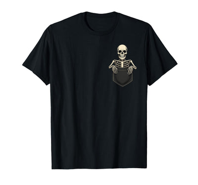 Funny Pocket Skeleton Halloween T Shirt For Men Funny Skeleton in The Pocket Halloween Kids Teens Adults T-Shirt
