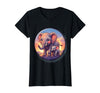 Mademark Elephant Mother and Calf Sunset Walk Design T-Shirt - Women - Black