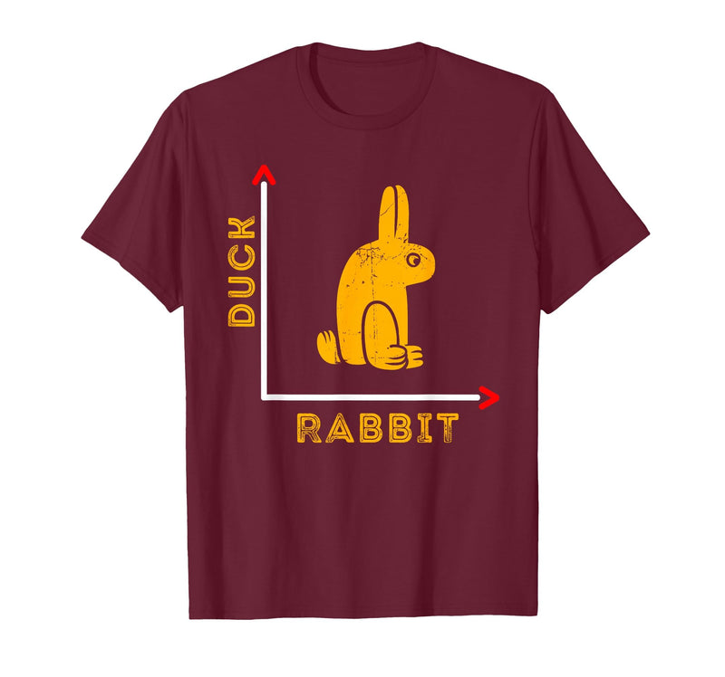 Wittgensteins Rabbit Duck Illusion Physics Nerd Math Geek T-Shirt in Burgundy