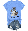 WQFQW Boo JEE 2026 Ghost Funny Halloween Leopard Print Ghost Shirt for Women - Sky Blue