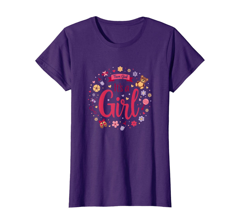 Mademark Team Girl Its a Girl Baby Shower Celebration T-Shirt - Purple