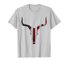 Cow skull USA Flag Bull Skull American Flag Cow Skull Western Graphic Wild West T-Shirt - Silver Grey
