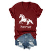 Pukcoun Horse Shirt Horse Lover V-Neck Shirt Retro Graphics T-Shirt Unisex - Claret1
