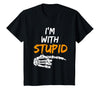 I'm With Stupid Shirts I'm with Stupid Skeleton Hand Pointing Right Funny Halloween T-Shirt - Black