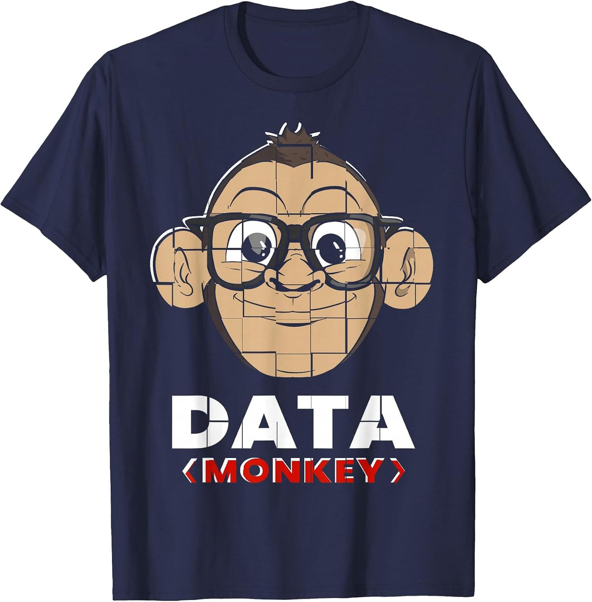 Data Monkey Data Evaluator Code Programmer T-Shirt - Navy Blue