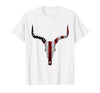Cow skull USA Flag Bull Skull American Flag Cow Skull Western Graphic Wild West T-Shirt - White
