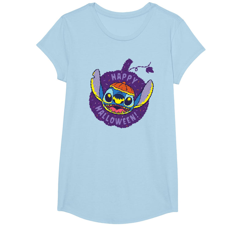 Disney Lilo & Stitch Jack-o’-Lantern Pumpkin Happy Halloween T-Shirt - Baby Blue