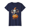Cute Elephant Wearing A Pumpkin Halloween Cloths Cute Elephant Wearing A Pumpkin Halloween Funny Elephant T-Shirt - Navy Blue