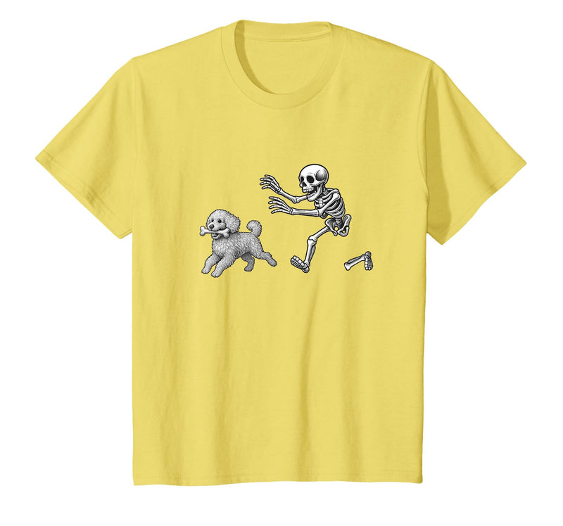 Funny Halloween Dog Lovers Gift Tees Skeleton Dogs Funny Skeleton Chasing Goldendoodle Dog Halloween Dogs Lover T-Shirt -