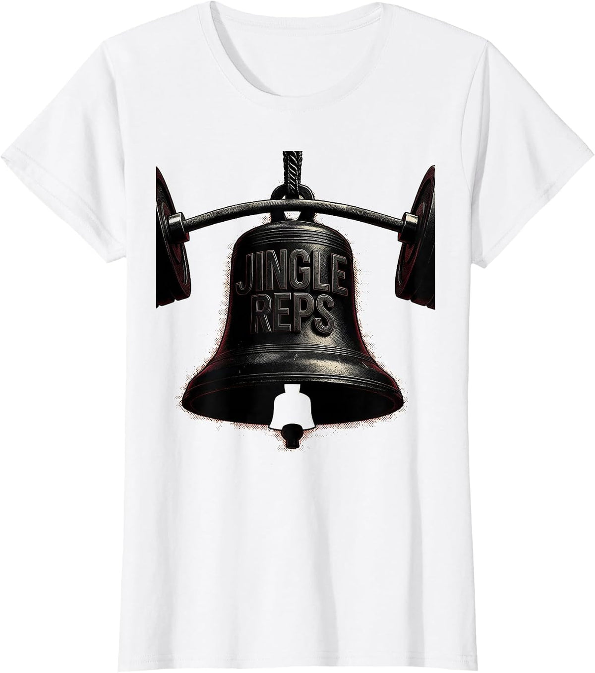 Women's Jingle Reps Blackwork Dotwork Christmas Weightlifting Gym T-Shirt - White