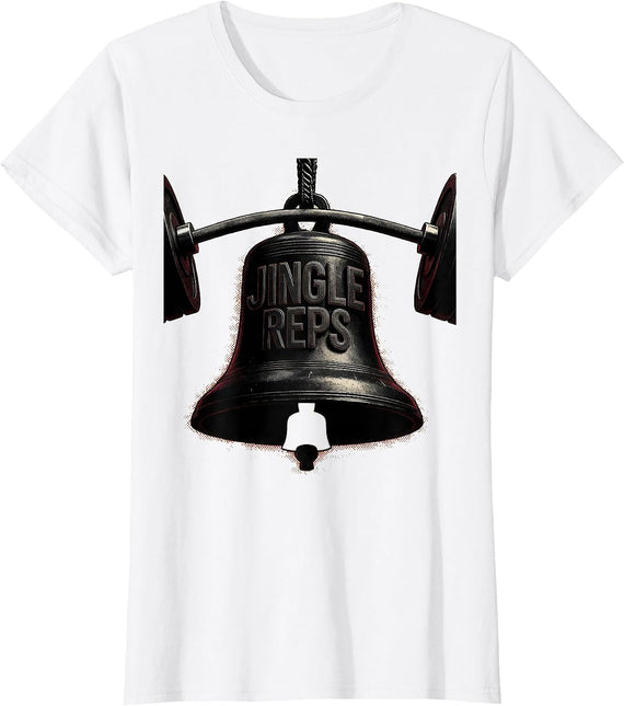 Women's Jingle Reps Blackwork Dotwork Christmas Weightlifting Gym T-Shirt - White