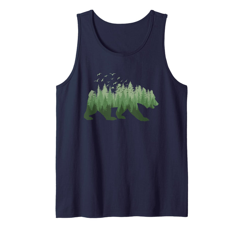 Outdoor Nature Forest Animal Gifts Nature Forest Wildlife Trees Wild Animal Bear Tank Top - Navy Blue