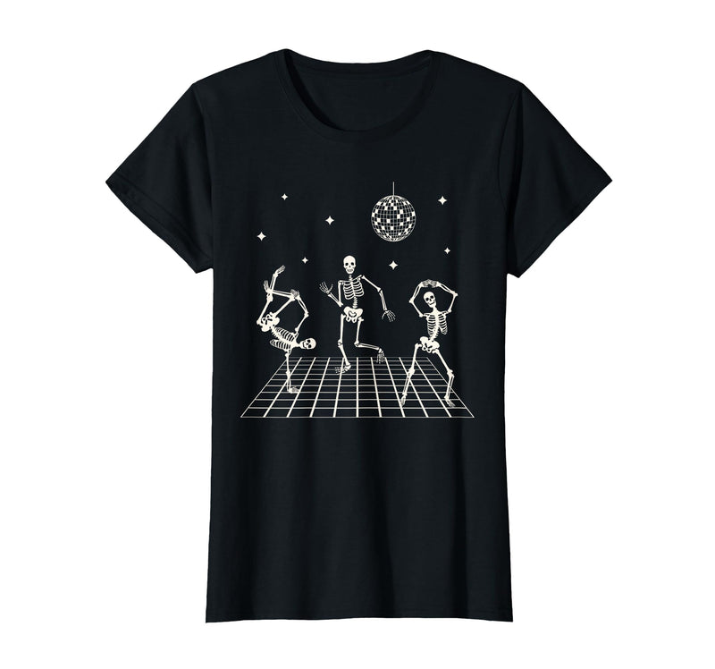 Sollomio Skeletons Dancing at The Club with a Disco Ball Halloween T-Shirt - Black