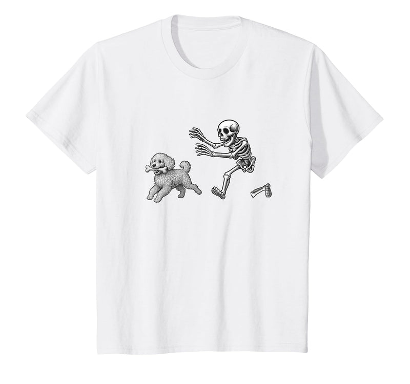 Funny Halloween Dog Lovers Gift Tees Skeleton Dogs Funny Skeleton Chasing Goldendoodle Dog Halloween Dogs Lover T-Shirt -
