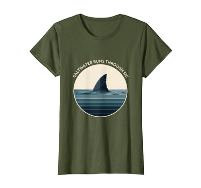 Saltwater Runs Through Me Shark Design T-Shirt