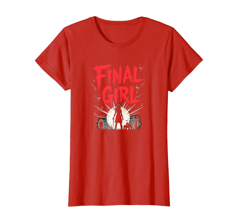 Mademark Halloween - Vampires, Zombies & Horror T-Shirt - Red-final Girl: Survivor of Horror Movie Showdown