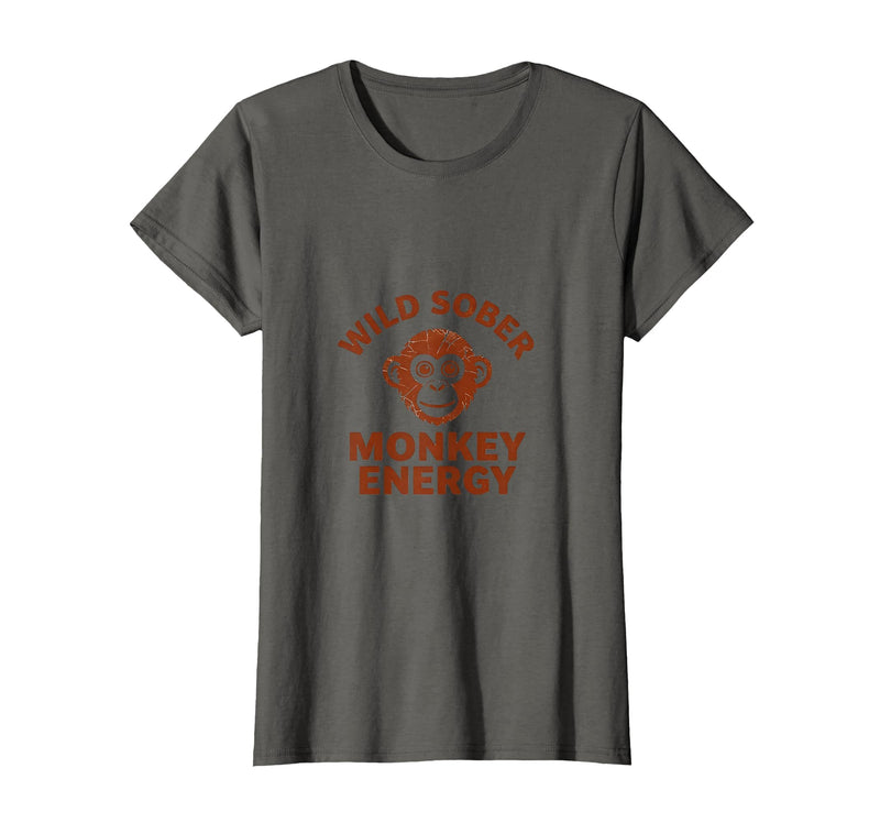 Mademark Wild Sober Monkey Energy Funny Sobriety Design T-Shirt - Women - Asphalt Grey