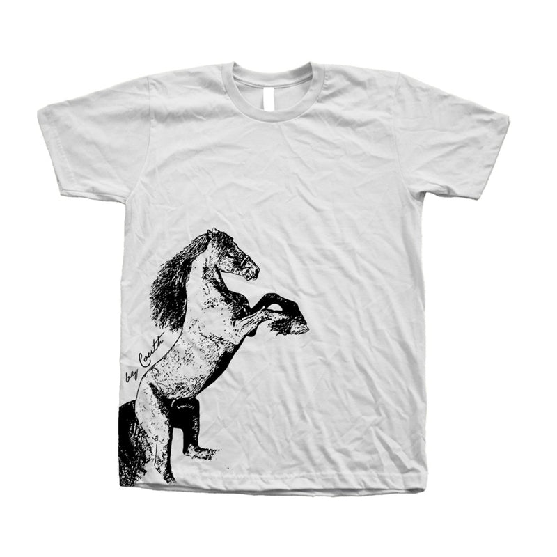 Couthclothing Men's Horse Crew Neck American Apparel T-Shirt - White