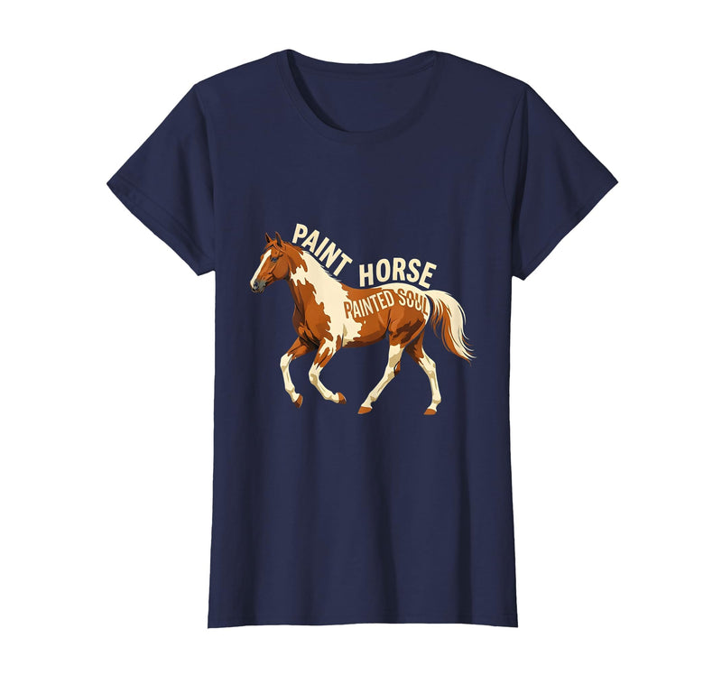 Mademark Paint Horse Painted Soul Equestrian Design T-Shirt - Navy Blue