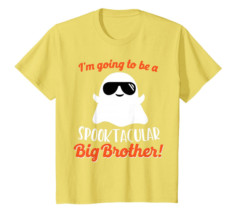 Halloween Pregnancy Announcements by HotW Big Brother Pregnancy Announcement Ghost Funny Boy Halloween T-Shirt - Lemon Yellow