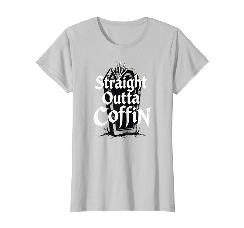 Mademark Halloween - Vampires, Zombies & Horror T-Shirt - Silver Grey-straight Outta Coffin Spooky Halloween Gothic