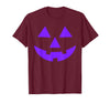 Trick or Treat Funny Halloween Costumes Party Tees Jack O Lantern Scary Carved Pumpkin Face Halloween Purple T-Shirt -