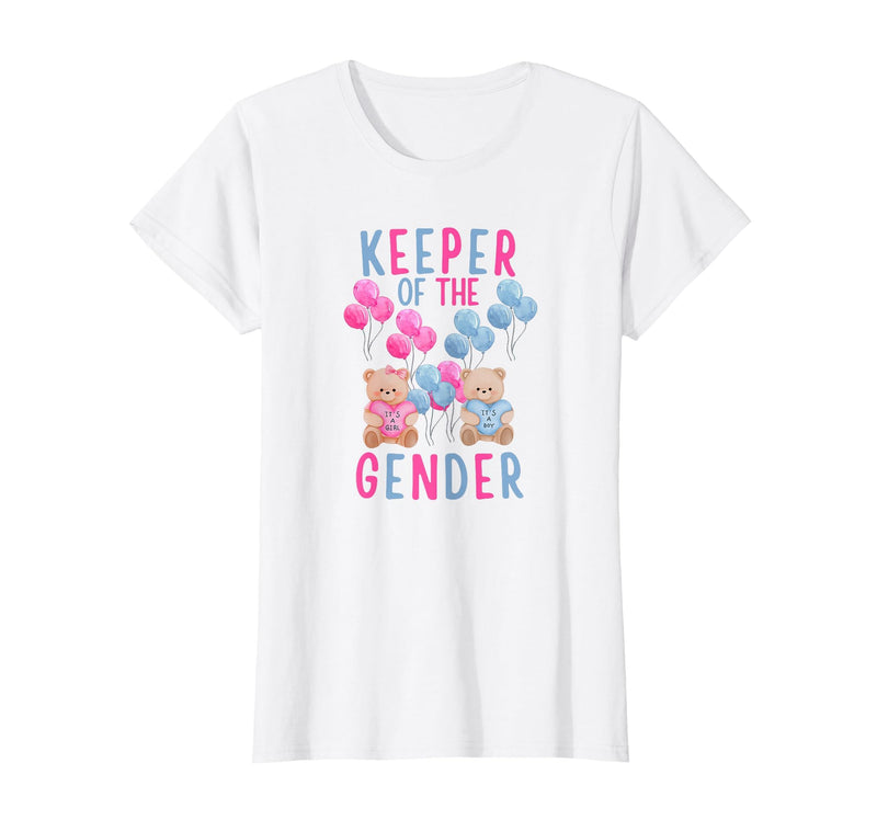 Gender Reveal Party Bear Designs Keeper of The Gender Reveal Party Gender Reveal Ideas T-Shirt - White
