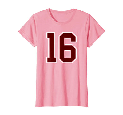 Maroon Number 16 Jersey Player Uniform #16 Gifts Maroon and White Number 16 Jersey Player Uniform #16 Fan T-Shirt