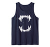 Pop Cult Tees Halloween Horror Wolf Dog Vampire Monster Teeth Costume Tank Top - Navy Blue