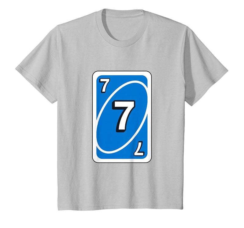 UNO Halloween Blue 7" Card T-Shirt - Silver Grey