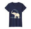 Mademark Elephant Spraying Water Raised Trunk Illustration T-Shirt - Women - Navy Blue