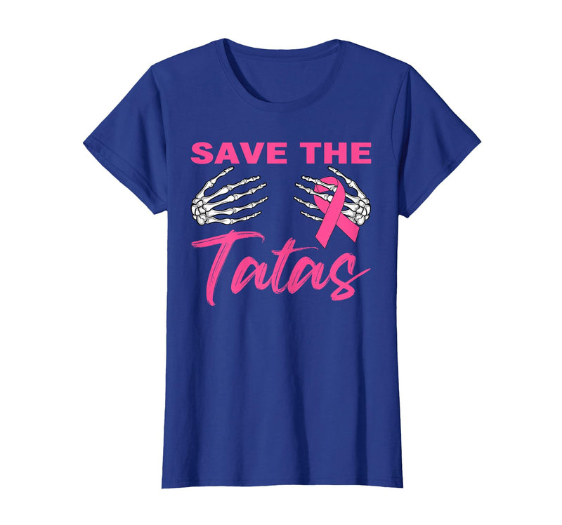 Amb Breast Cancer Awareness Month Warrior Survivor Save The Tatas Breast Cancer Pink Ribbon Skeleton Halloween T-Shirt -