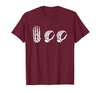 Deaf Halloween ASL Costume Boo Hands ASL Halloween Skeleton Hand American Sign Language Boo T-Shirt - Burgundy