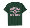 133 Apparel Buffalo NY Buffalo New York Circle NY Pink Print T-Shirt - Dark Green