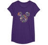 Disney Mickey Mouse Halloween Head Icon Pumpkins and Candy T-Shirt - Purple