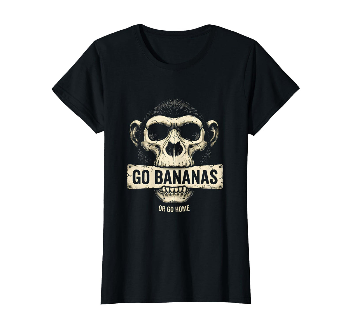 Mademark Go Bananas or Go Home Funny Monkey Design T-Shirt - Women - Black